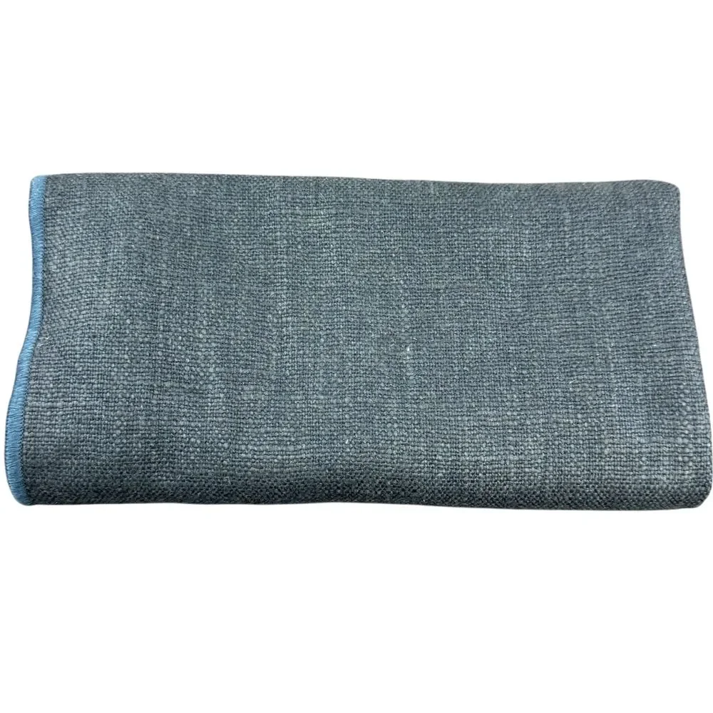 West Elm Classic Linen Navy Square Pillow Cover Viscose Blend 20x20 Machine Wash